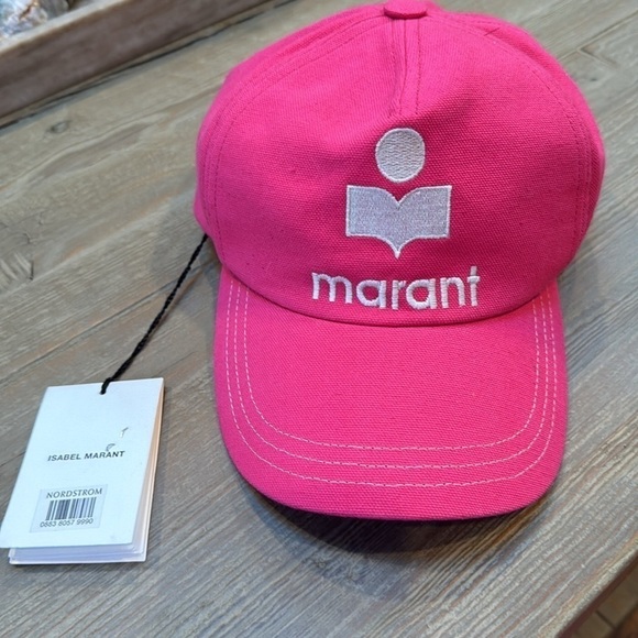 ISABEL MARANT Casquette Tyron Sporty Logo Baseball Cap Fuschia Pink NWT - Picture 2 of 6